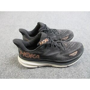 HOKA One One‎ Clifton 9 Running Shoes Womens Size 10.5 Black Rose Gold 1127896